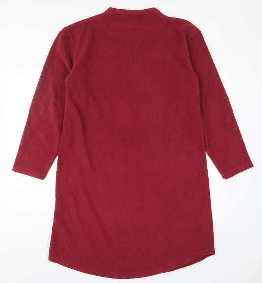 Cotton Traders Womens Red Polyester T-Shirt Dress Size S Henley Pullover