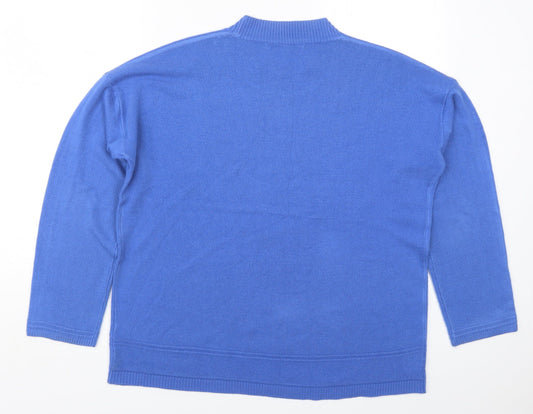 Vida Vi Womens Blue Round Neck Acrylic Pullover Jumper Size XL