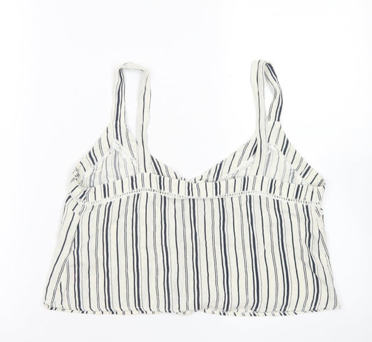 Dorothy Perkinsq Womens Ivory Striped Viscose Cropped Tank Size 10 Round Neck