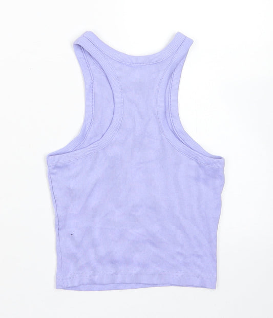 Divided Womens Purple Cotton Cropped Tank Size XS Round Neck