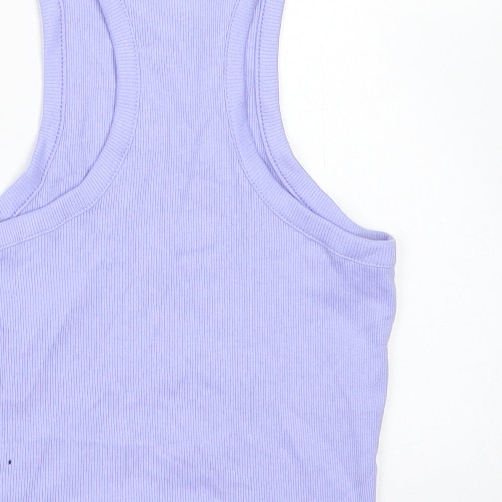 Divided Womens Purple Cotton Cropped Tank Size XS Round Neck