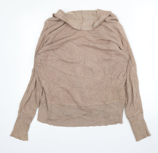 M&S Womens Beige V-Neck Cotton Cardigan Jumper Size 10