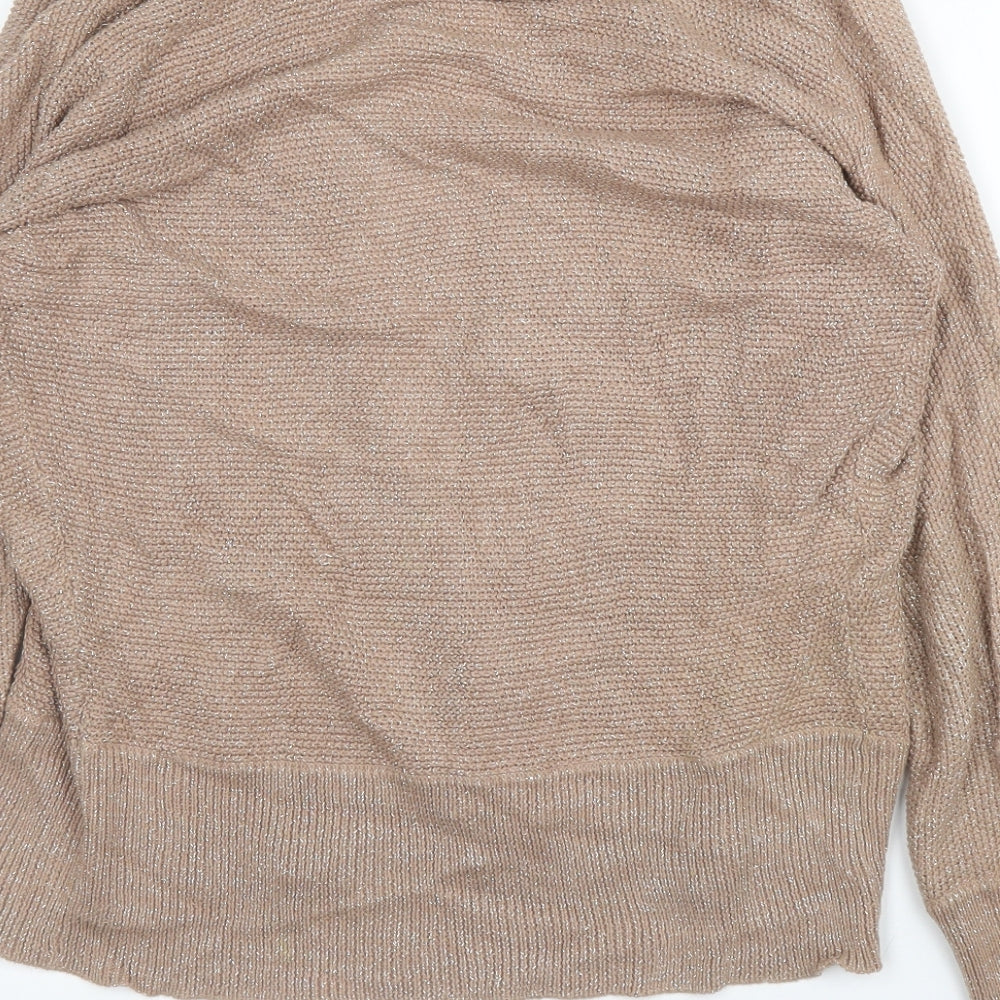 M&S Womens Beige V-Neck Cotton Cardigan Jumper Size 10