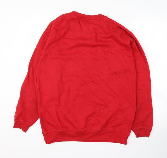 Orn Mens Red Round Neck Cotton Pullover Jumper Size S