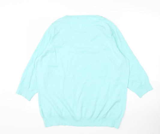 BM Womens Green Viscose Basic Blouse Size L Scoop Neck