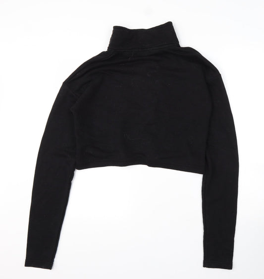 Boohoo Womens Black High Neck Cotton Pullover Jumper Size 8