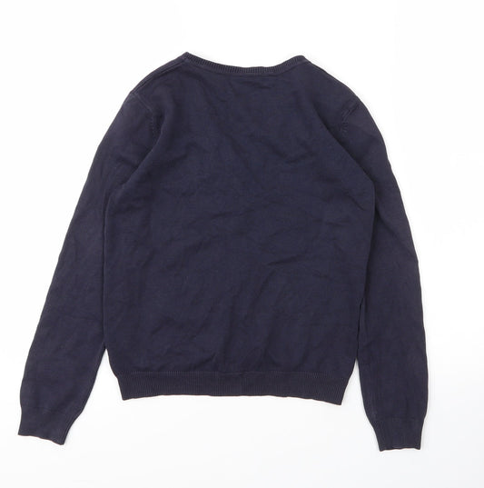 George Girls Blue V-Neck Cotton Cardigan Jumper Size 9 Years Button