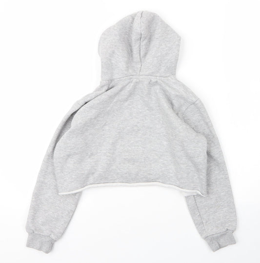 Hype Girls Grey Cotton Pullover Hoodie Size 11 Years