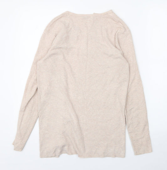 M&S Womens Beige Round Neck Viscose Cardigan Jumper Size 6
