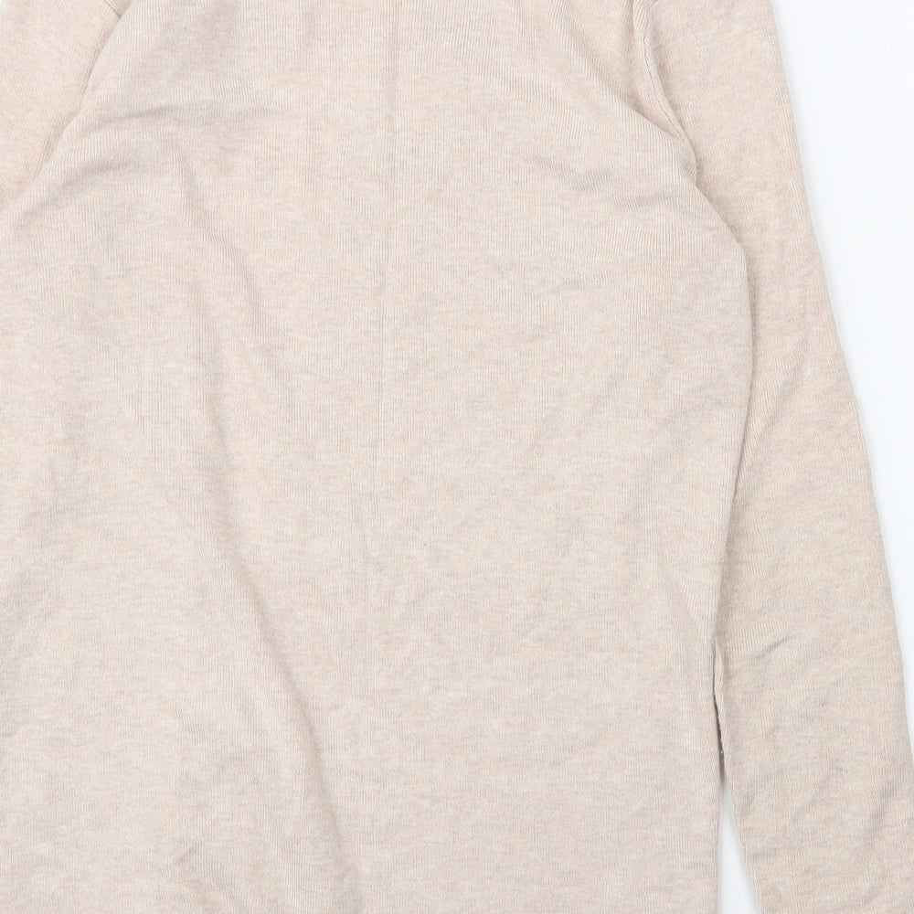 M&S Womens Beige Round Neck Viscose Cardigan Jumper Size 6