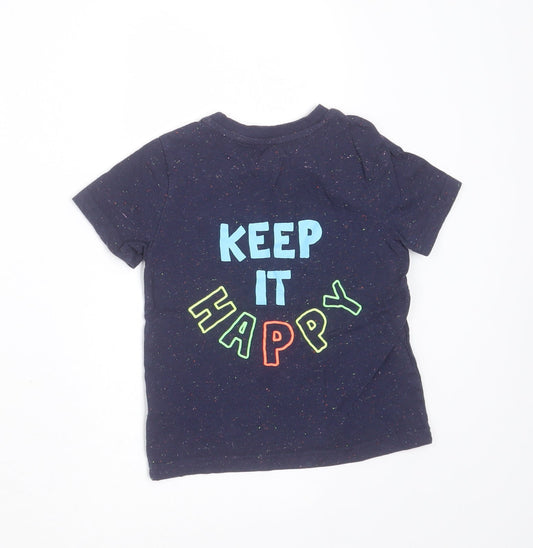 F&F Boys Blue Cotton Basic T-Shirt Size 2-3 Years Round Neck - play all day