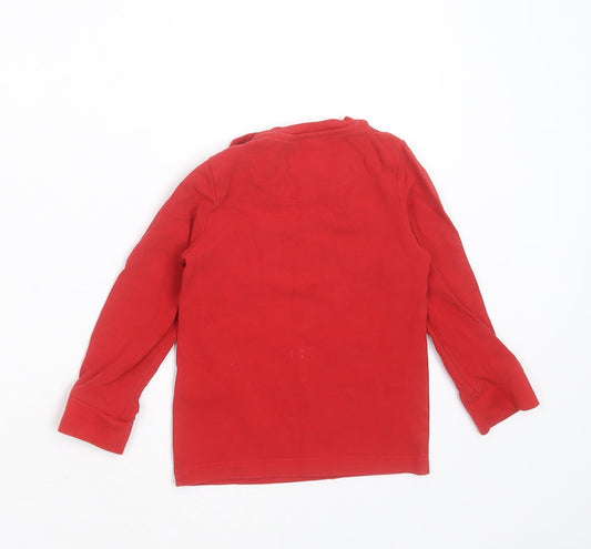 Marks and Spencer Boys Red Solid Cotton Pyjama Top Size 2-3 Years - christmas