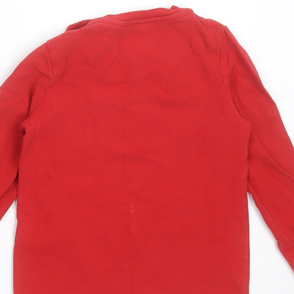 Marks and Spencer Boys Red Solid Cotton Pyjama Top Size 2-3 Years - christmas