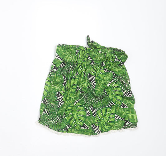 M&Co Girls Green Polyester Hot Pants Shorts Size 10 Years Regular - leaf pattern