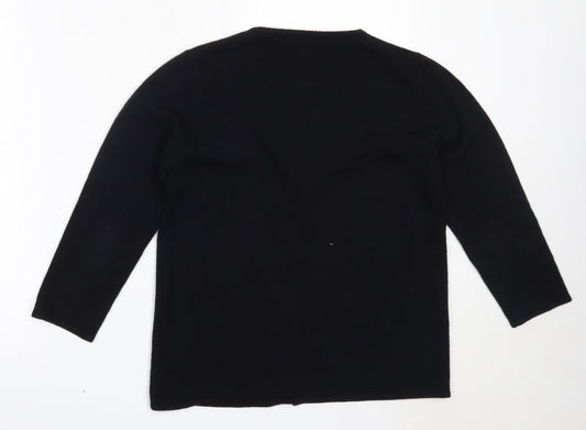 Select Womens Black Round Neck Acrylic Cardigan Jumper Size L
