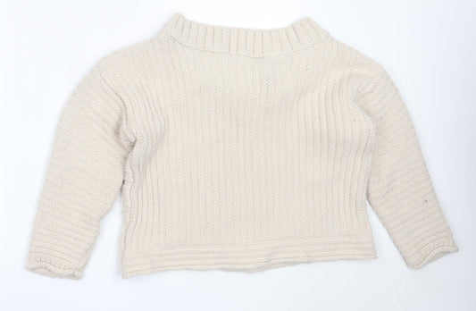 NEXT Womens Beige Round Neck Acrylic Pullover Jumper Size M