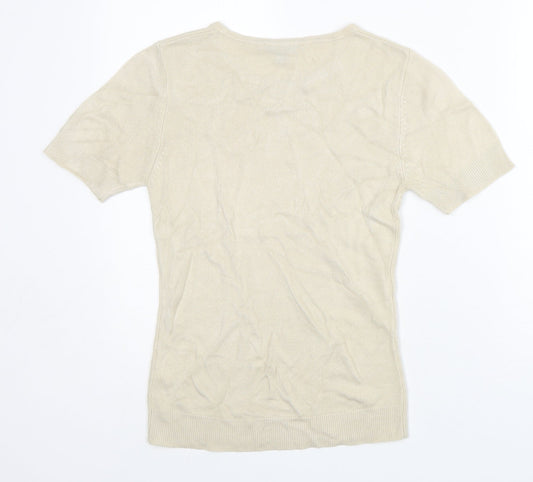 Janique Womens Grey Acrylic Basic T-Shirt Size 12 Round Neck
