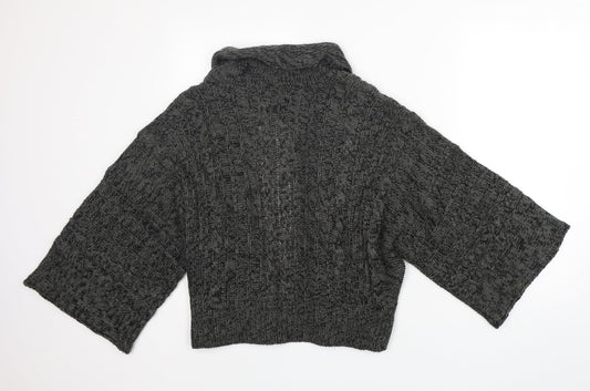 Internacionale Womens Grey V-Neck Acrylic Cardigan Jumper Size L