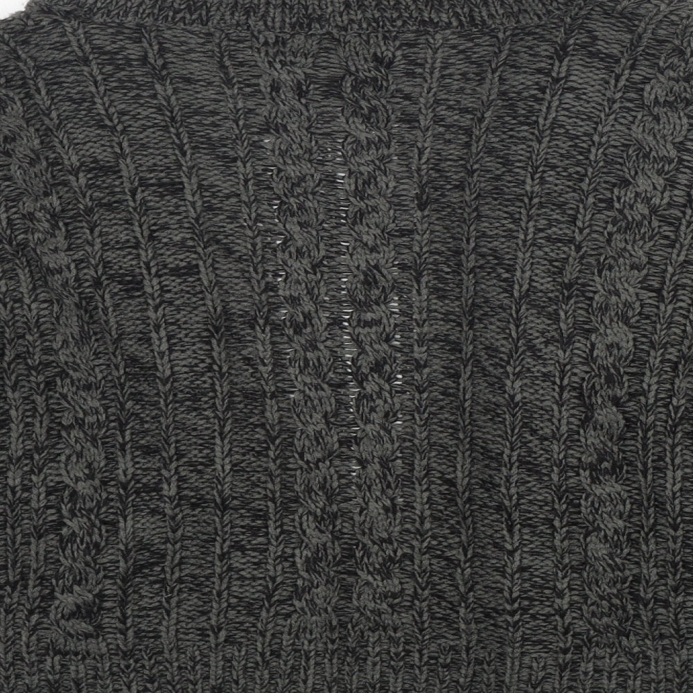 Internacionale Womens Grey V-Neck Acrylic Cardigan Jumper Size L