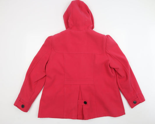 NEXT Womens Pink Pea Coat Coat Size L Zip
