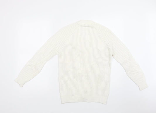Morley Womens Ivory V-Neck Acrylic Cardigan Jumper Size 10