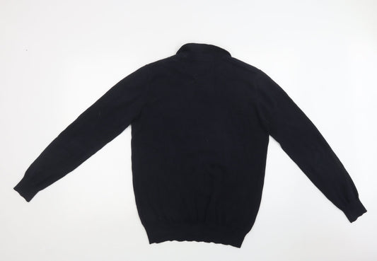 Soviet Mens Blue Collared Cotton Pullover Jumper Size M