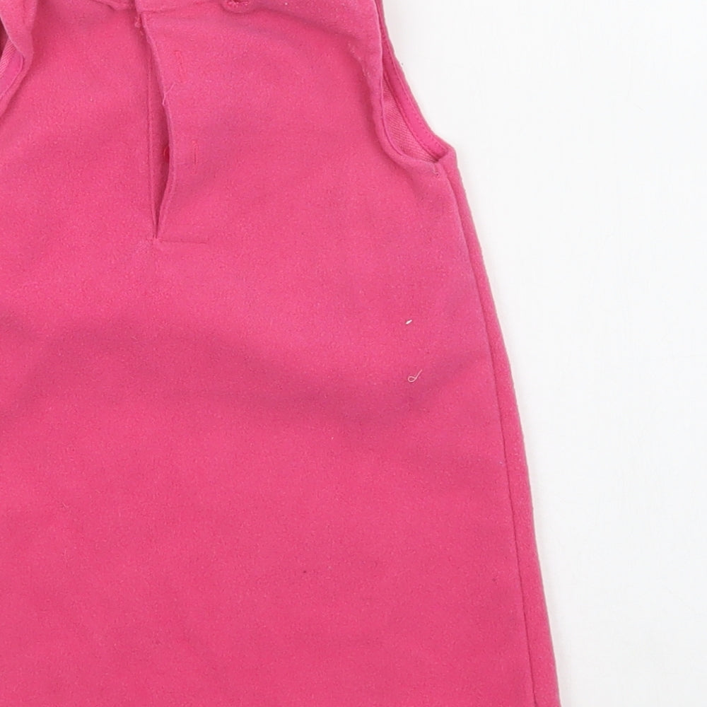 Disney Baby Pink Polyester A-Line Size 12-18 Months Crew Neck Button - Mickey Mouse