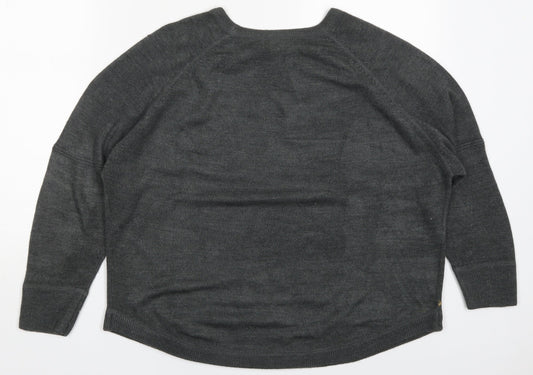 Sweet Romeo Womens Grey Round Neck Acrylic Pullover Jumper Size M
