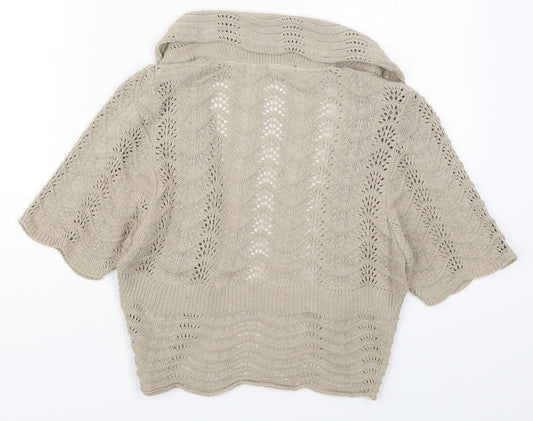 M&Co Womens Beige V-Neck Cotton Cardigan Jumper Size M