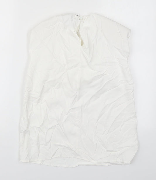 AX Paris Womens White Polyester Basic Tank Size 8 Round Neck