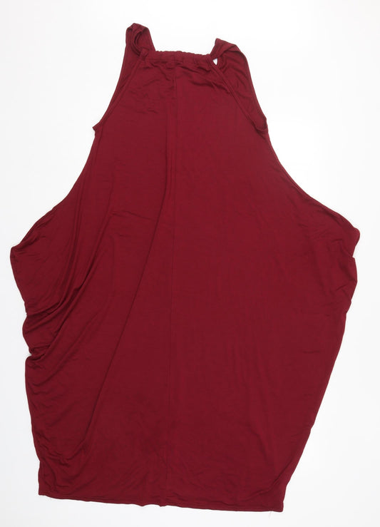 Boohoo Womens Red Viscose Tank Dress Size M Round Neck Pullover