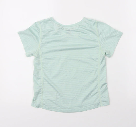 H&M Girls Green Polyester Basic T-Shirt Size 6 Years Round Neck
