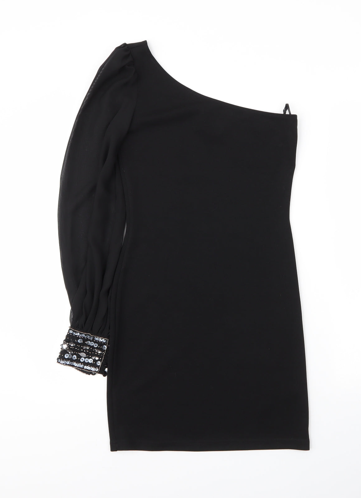 Jane Norman Womens Black Cotton Sheath Size 6 Off the Shoulder