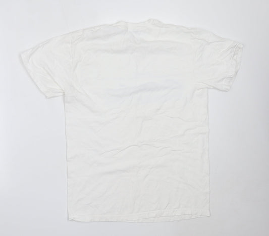 Topman Mens White Cotton T-Shirt Size S Round Neck