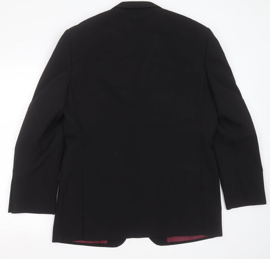 1860 Menswear Mens Black Polyester Jacket Suit Jacket Size 40