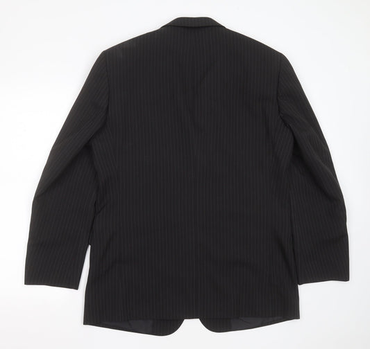 Taylor & Wright Mens Black Striped Polyester Jacket Suit Jacket Size 42