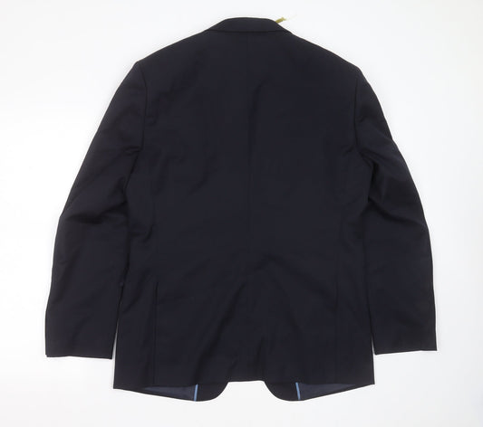 VAN KOLLEM Mens Blue Wool Jacket Suit Jacket Size 40