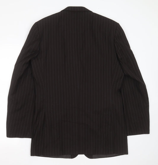 Burton Mens Brown Striped Polyester Jacket Suit Jacket Size 42