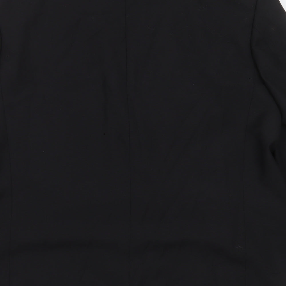 Preworn Mens Black Polyester Jacket Suit Jacket Size 46