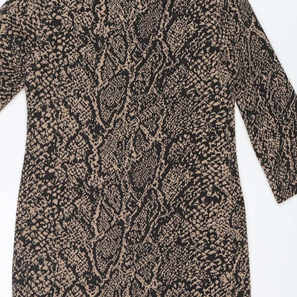 Dorothy Perkins Womens Multicoloured Animal Print Polyester A-Line Size 12 Boat Neck