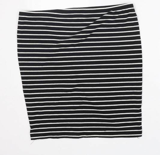 Preworn Womens Black Striped Cotton Straight & Pencil Skirt Size XL