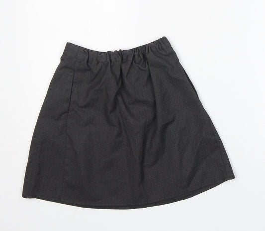 Nutmeg Girls Grey Polyester A-Line Skirt Size 7-8 Years Regular Button - two pockets