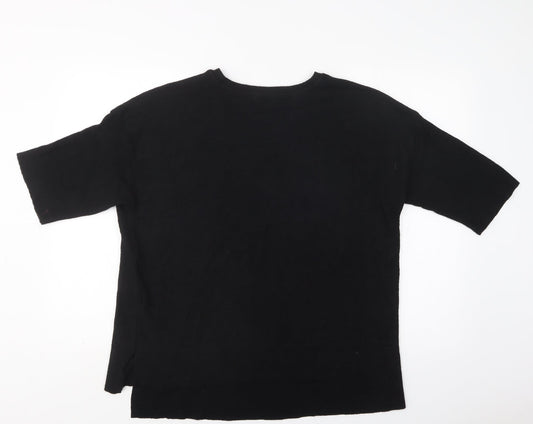 Zara Womens Black Crew Neck Viscose Pullover Jumper Size S