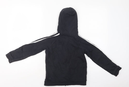 George Boys Black Striped Cotton Full Zip Hoodie Size 7-8 Years Zip