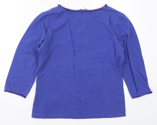 JFW Womens Blue Cotton Basic T-Shirt Size M Round Neck