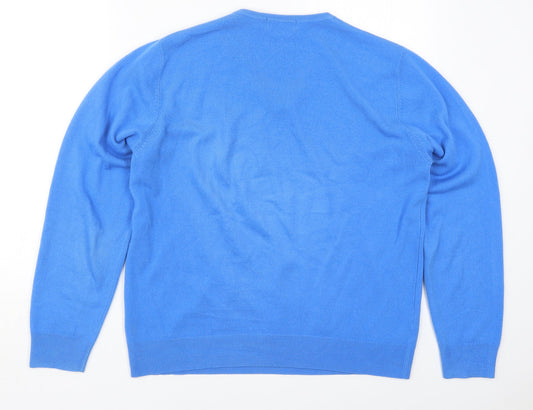 Marks and Spencer Mens Blue V-Neck Acrylic Pullover Jumper Size M