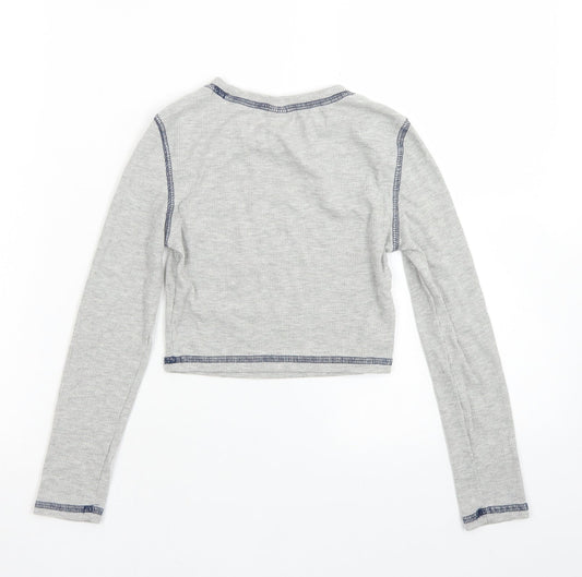 SheIn Girls Grey Polyester Cropped T-Shirt Size 8-9 Years Crew Neck - Los Angeles