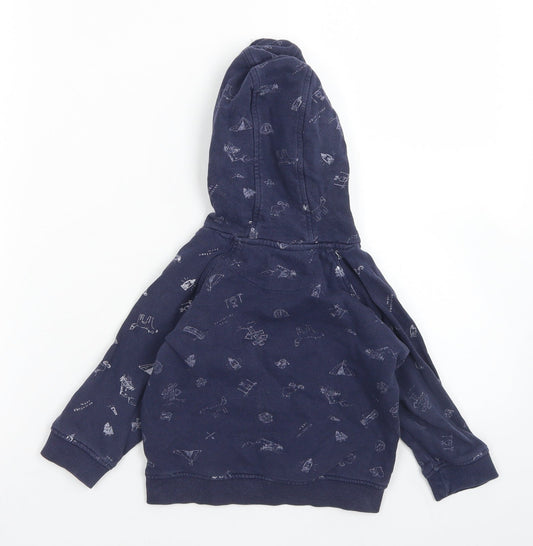 Matalan Boys Blue Cotton Henley Hoodie Size 2-3 Years