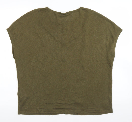 VILA Womens Green Polyester Basic T-Shirt Size XL Round Neck