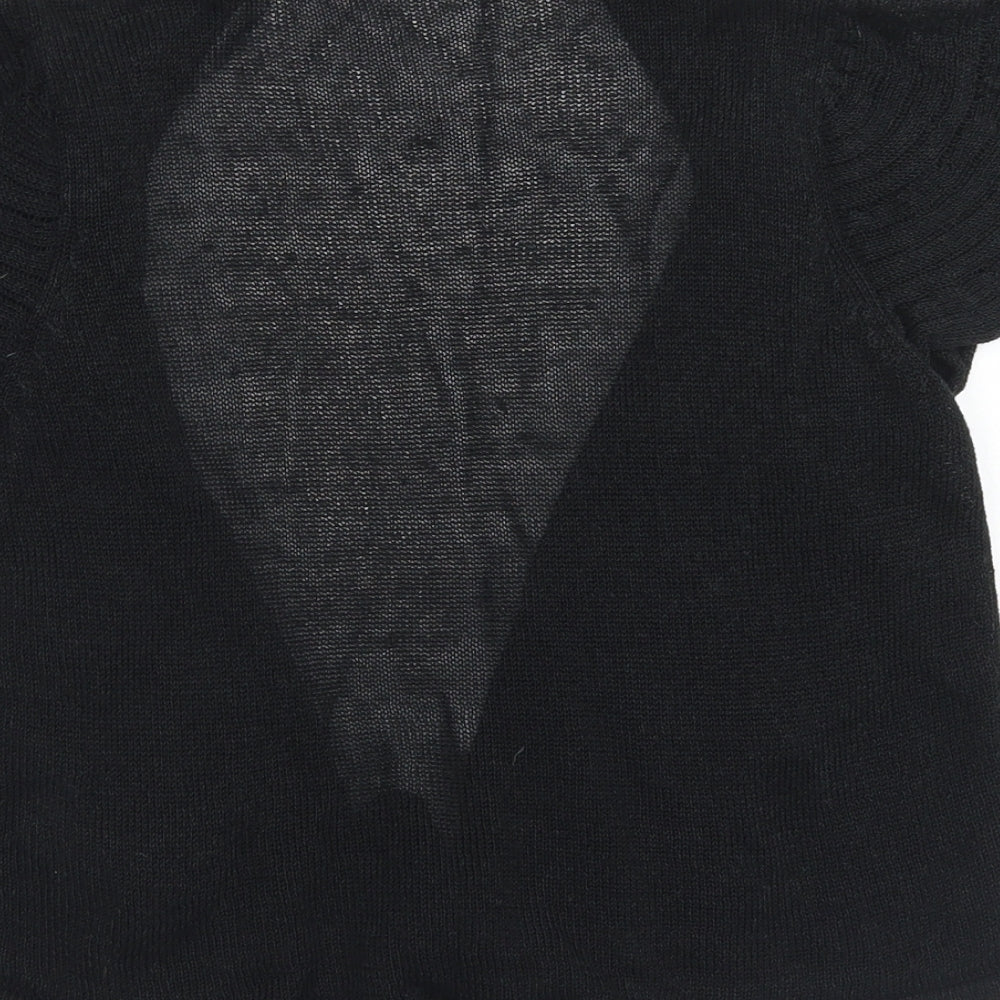 Marks & Spencer Womens Black Round Neck Linen Cardigan Jumper Size 12